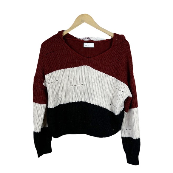 Zaful Knitted Striped Cropped Hoodie Sz Small - Picture 2 of 5